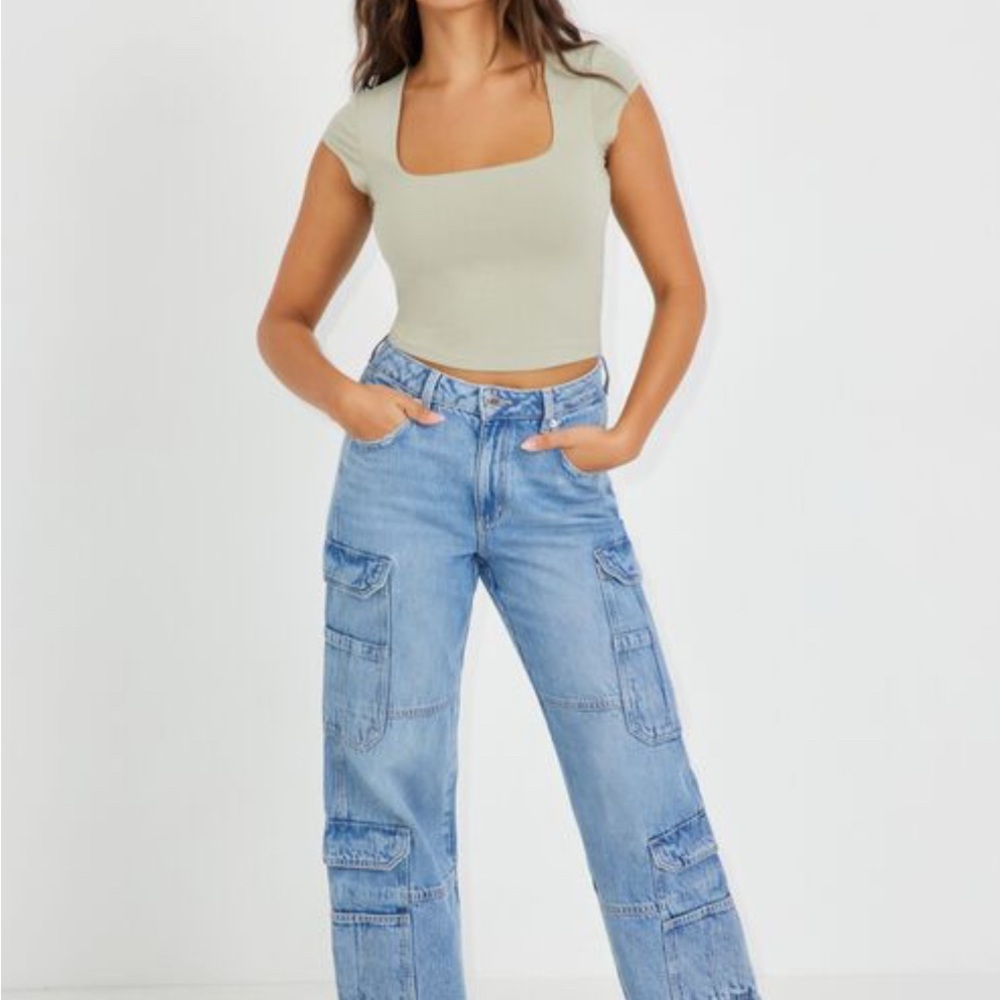 Women's Blue Cargo Jeans